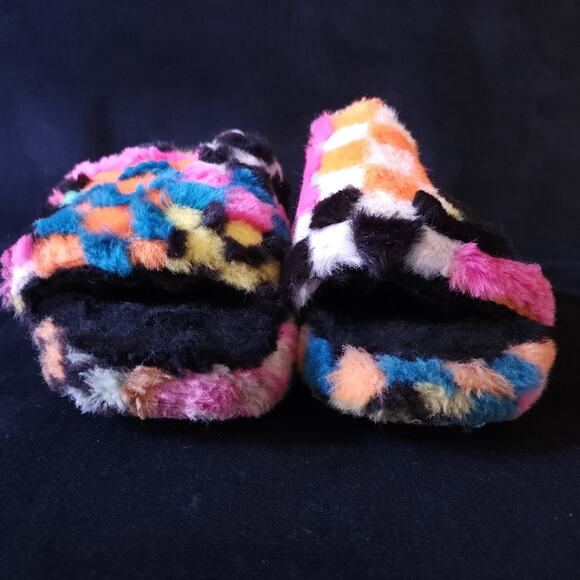 UGG Fluff Yeah Slide Check Checkerboard Plush Strap Back Size 5 Sandals Slides - Picture 8 of 13